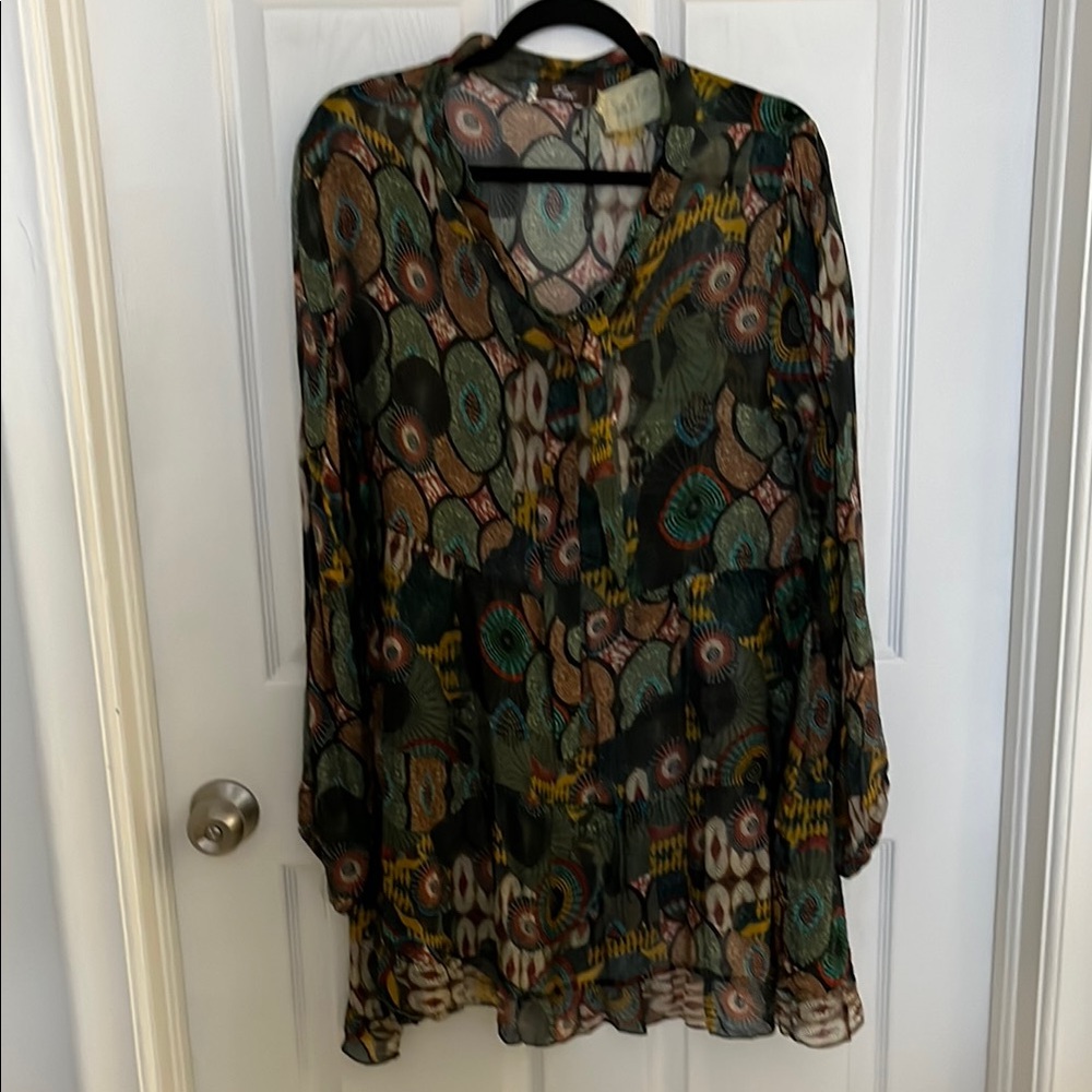 Chic Multicolor Silk Blend Sheer Dress